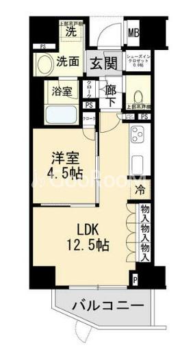 パークホームズ市谷薬王寺セントガレリア(1LDK/1階)の間取り写真