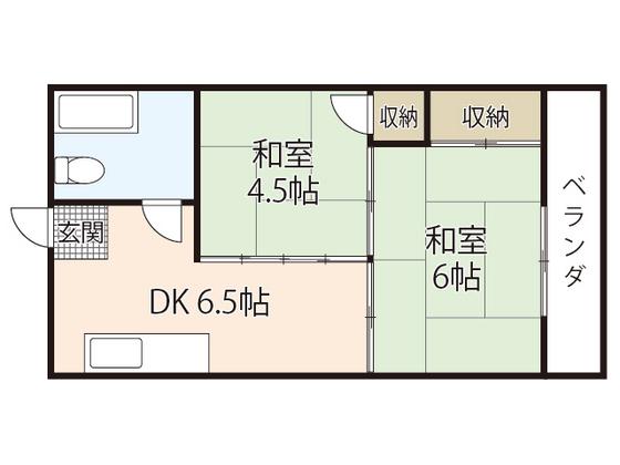 シャトー舟入(2DK/4階)の間取り写真