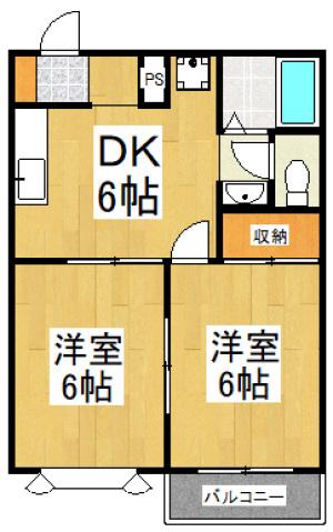 クレセントハウス・N(2DK/1階)の間取り写真