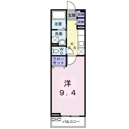 曙ハイツ(1K/2階)の間取り写真