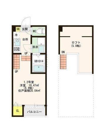 LA VITA YOSHIDUKA(1K/2階)の間取り写真