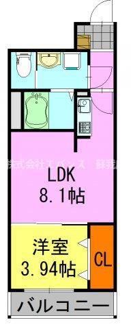 ハレマイレ・蘇我(1LDK/3階)の間取り写真