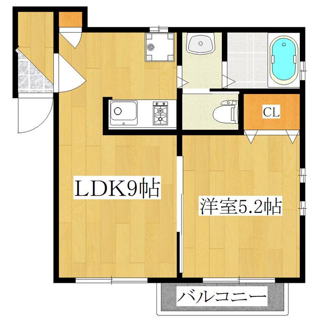 クレア王子(1LDK/1階)の間取り写真