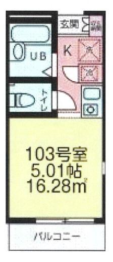 サン・シーロA(1K/1階)の間取り写真