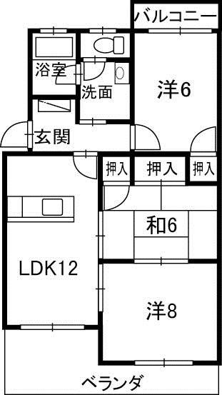 グランシャリオII(3LDK/1階)の間取り写真