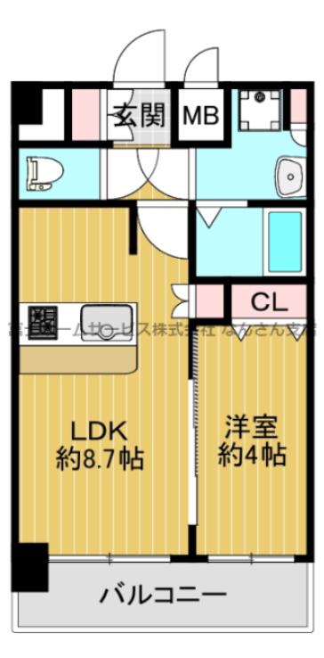 プレサンス難波インフィニティ(1LDK/11階)の間取り写真