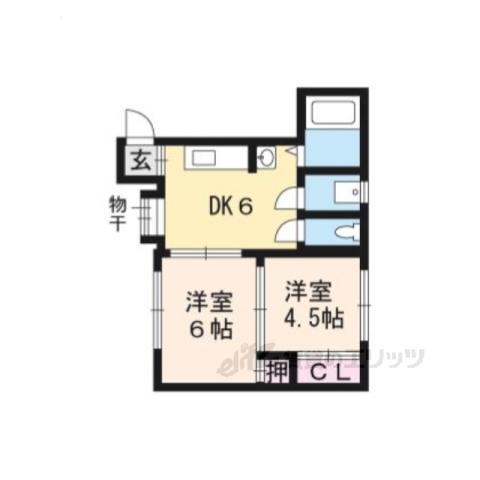 マンション丸高(2DK/2階)の間取り写真
