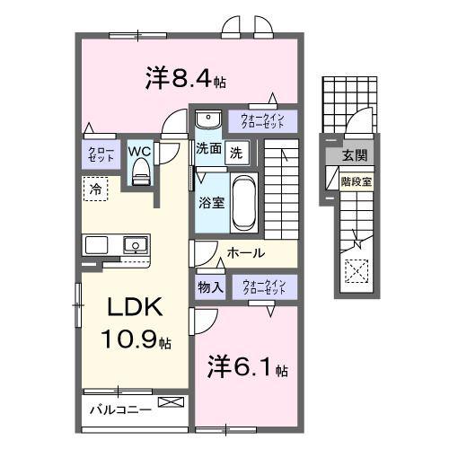 フィオーレ(2LDK/2階)の間取り写真