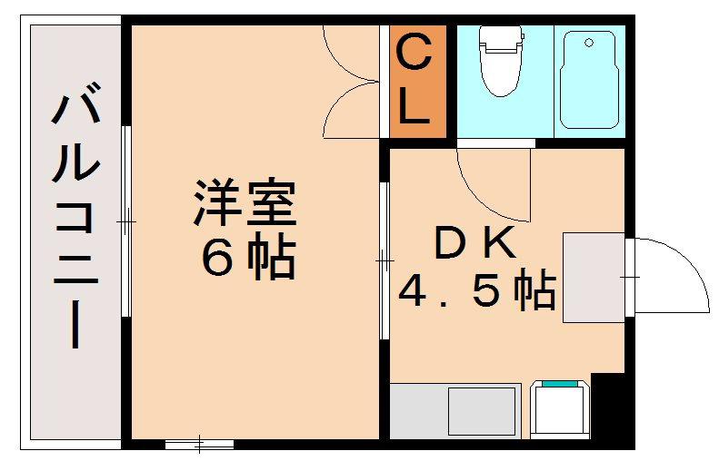 TAKEコーポ皿山(1DK/3階)の間取り写真