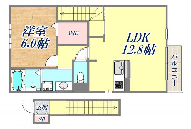 MYDEARLIFE七松II(1LDK/2階)の間取り写真