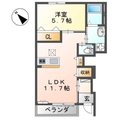 ザ・フォレスタ(1LDK/1階)の間取り写真