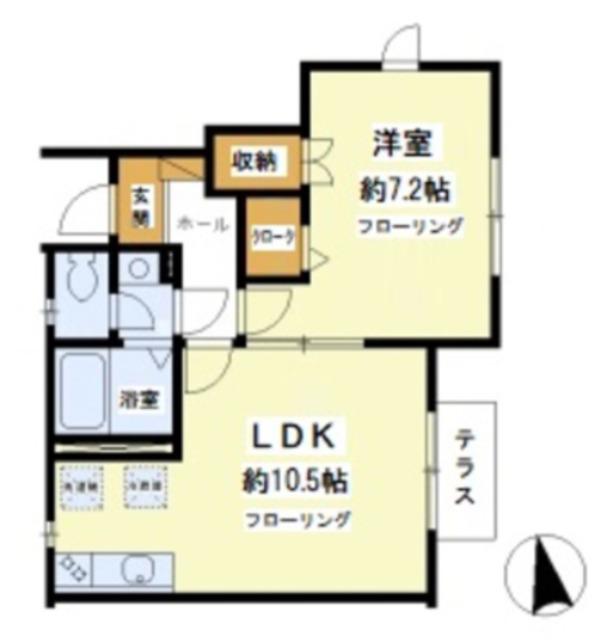 コート瀬田A棟(1LDK/1階)の間取り写真