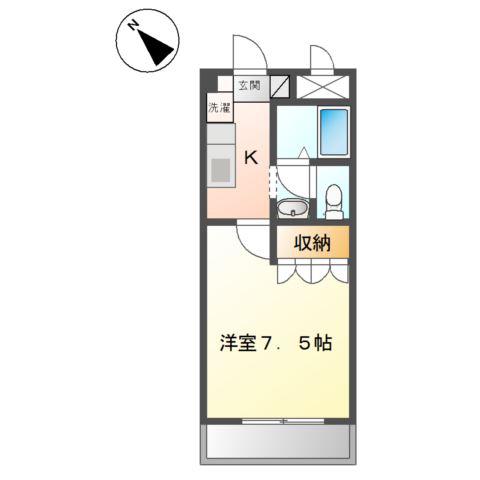 パークヴィレッジ(1K/2階)の間取り写真