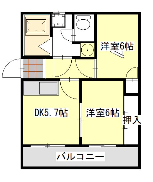 宮田ハイツ (2DK/1階)の間取り写真