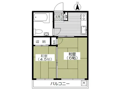川本マンション(2K/3階)の間取り写真