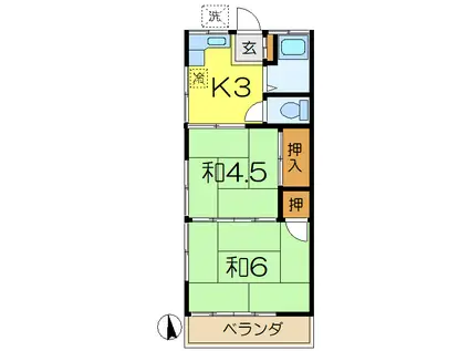 第2コーポ気賀澤(2K/2階)の間取り写真