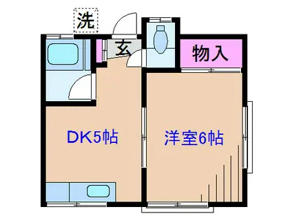 飯塚コーポ(1DK/2階)の間取り写真