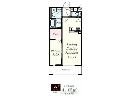 ドミソレイユⅣ(1LDK/3階)の間取り写真