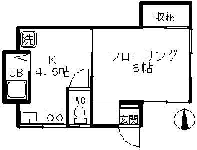 レジデンス遊(1K/1階)の間取り写真