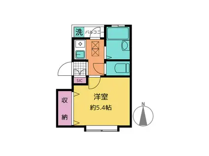 紙田クラシックガーデン(1K/2階)の間取り写真