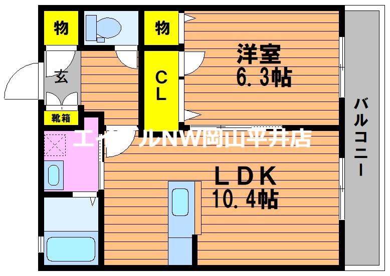 キルシェ(1LDK/2階)の間取り写真