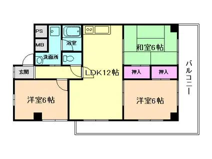 シャルム池田(3LDK/3階)の間取り写真