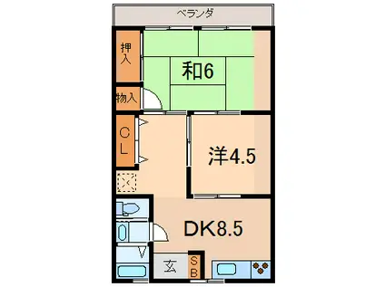 KMプラザビル湯河原(2DK/2階)の間取り写真