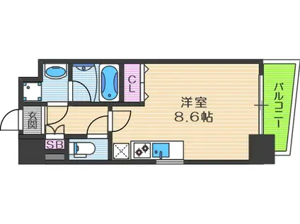 S-RESIDENCE福島LUXE(ワンルーム/14階)の間取り写真