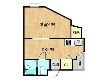 ハイツササジマ(1DK/3階)の間取り写真