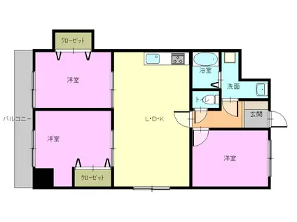サンロード富士(3LDK/1階)の間取り写真
