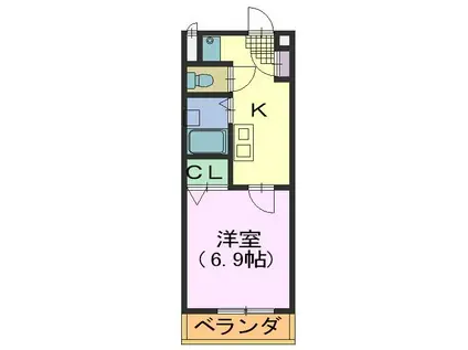 エトアール平針II(1K/1階)の間取り写真