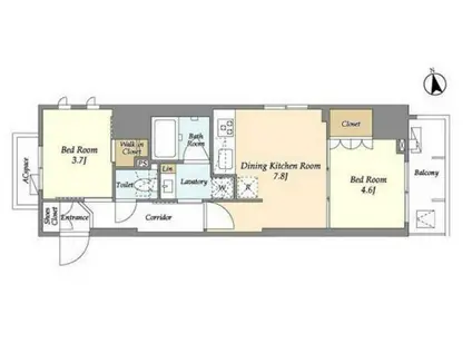 GEO ENT浅草雷門(2DK/5階)の間取り写真