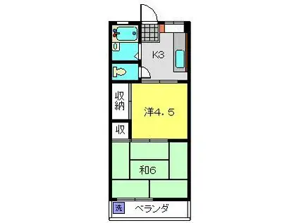 金子ハイツ1(2K/3階)の間取り写真
