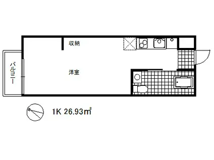 クレセンティア神戸・北野(ワンルーム/2階)の間取り写真