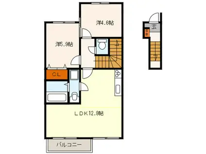 ボヌール・メゾン(2LDK/1階)の間取り写真