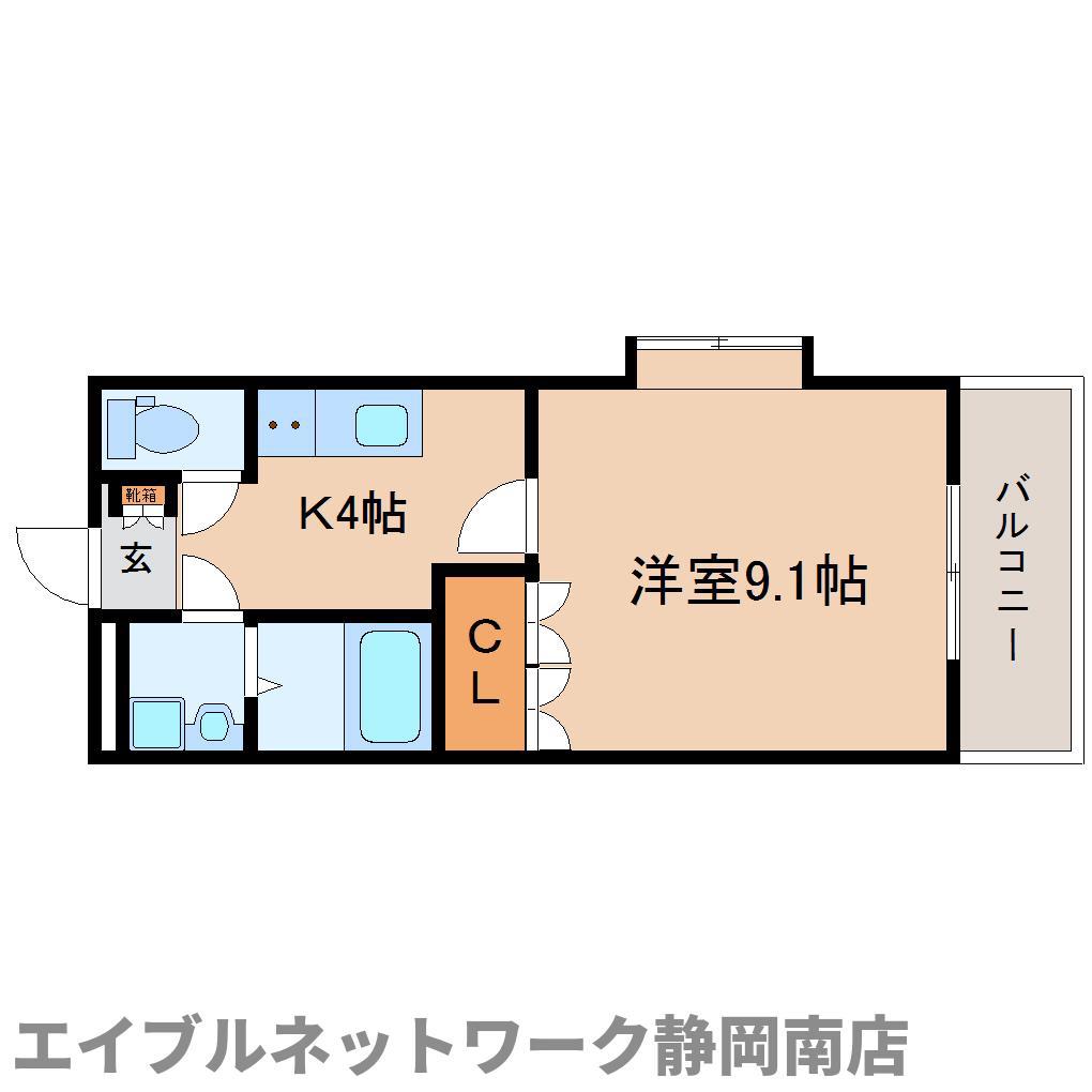 プリオール(1K/2階)の間取り写真