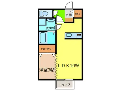 エルフハイムかづみA(ワンルーム/1階)の間取り写真