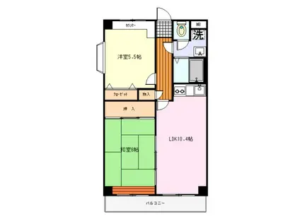 ファミール八柱(2LDK/2階)の間取り写真