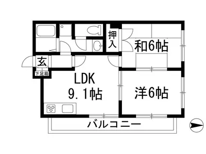 KSCOURT甲東園(2LDK/3階)の間取り写真