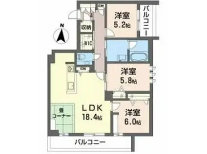 シャノワール(3LDK/2階)の間取り写真