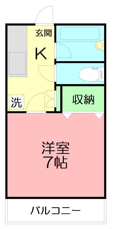 アネックス落合A(1K/1階)の間取り写真