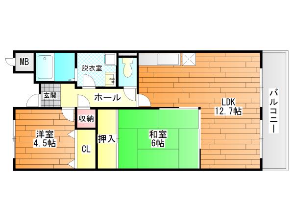 プライムヒル(2LDK/3階)の間取り写真