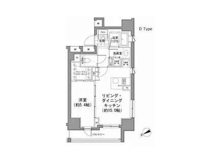 パークハビオ八丁堀(1LDK/7階)の間取り写真