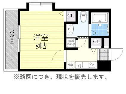 ピュアドームラシュールイン博多(1K/9階)の間取り写真