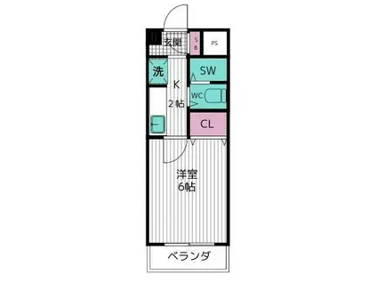 シルフィード昭島II(1K/4階)の間取り写真