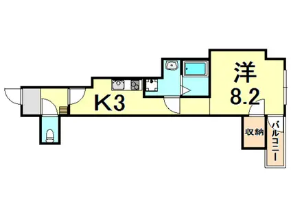 ソレイユ塚口(1K/3階)の間取り写真