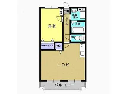 みずほユーミーマンション(1LDK/1階)の間取り写真