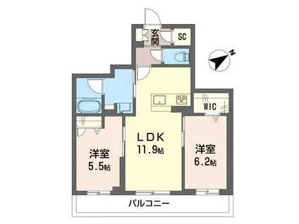 リアン・ソレイユ(2LDK/2階)の間取り写真