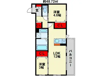KURASU(2LDK/1階)の間取り写真