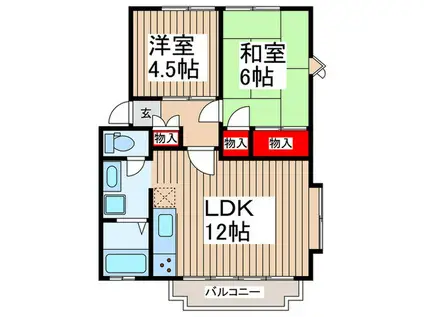 サンライトハイツA(2LDK/2階)の間取り写真